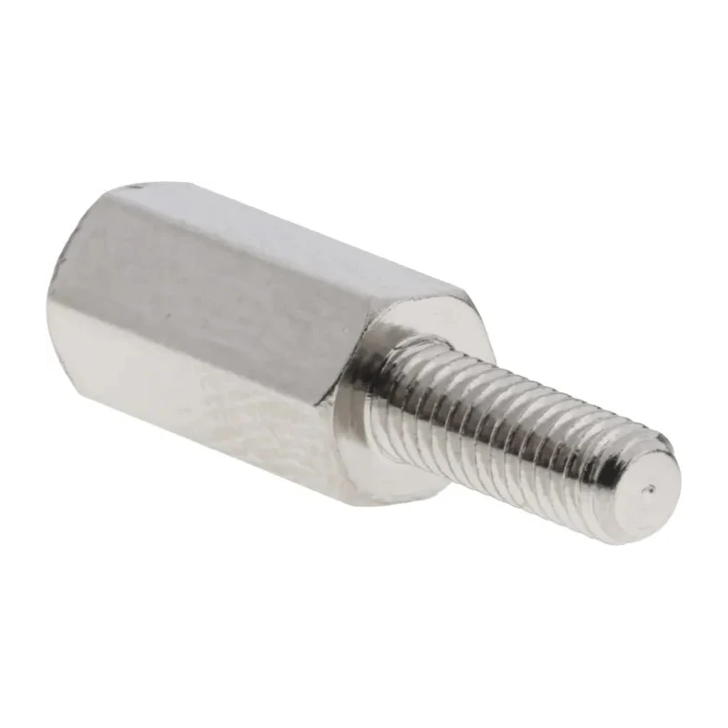 RS PRO M3 Hex Standoff, Male/Female, Brass, 10 mm Body, 8 mm Stud, Nickel Plated, 606-686