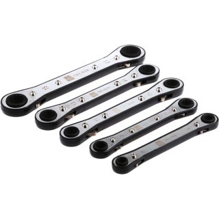 RS PRO 5-Piece Ratchet Spanner Set Chrome Vanadium Steel 7 x 8 mm to 15 x 17 mm 606-945