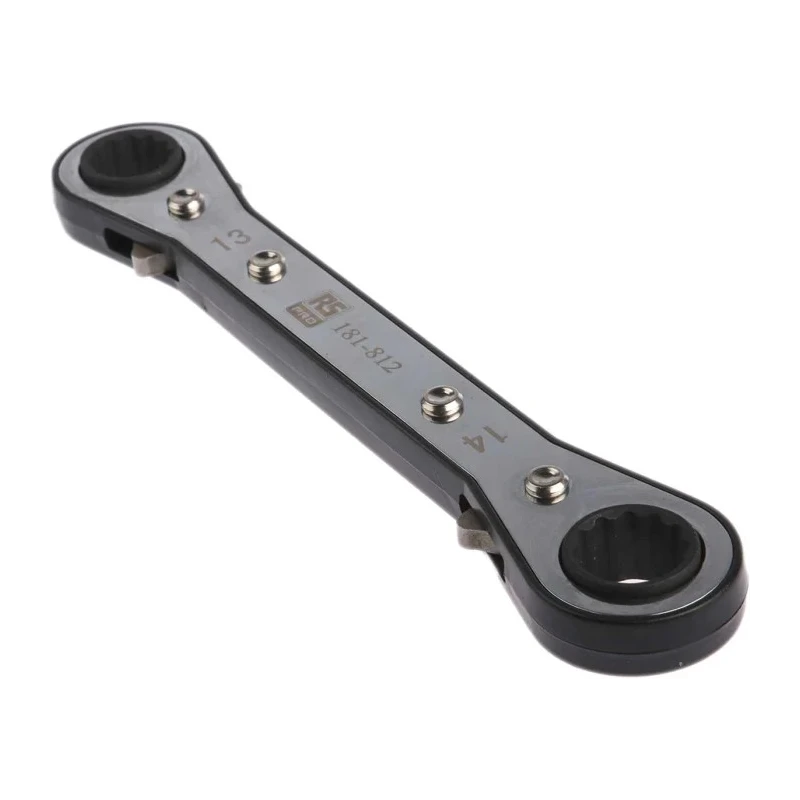 RS PRO 5-Piece Ratchet Spanner Set Chrome Vanadium Steel 7 x 8 mm to 15 x 17 mm 606-945