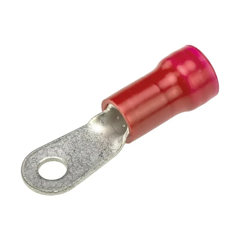 TE Connectivity PLASTI-GRIP Insulated Ring Terminal, Red, M5 Stud Size, 8 AWG, Vinyl Insulation, 40.03mm Length, 52263-1