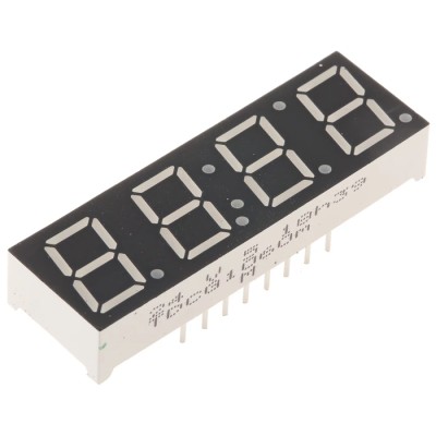 Vishay 4 Digit 7-Segment LED Display, Cathode, Green, 4mcd, Right Side, Through Hole, 10mm, TDCG1060M