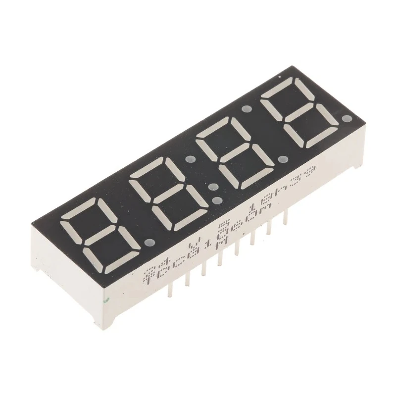 Vishay 4 Digit 7-Segment LED Display, Cathode, Green, 4mcd, Right Side, Through Hole, 10mm, TDCG1060M