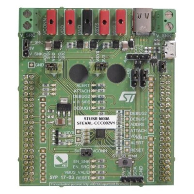 STMicroelectronics USB Type-C Controller Evaluation Board Kit, 5V, Dual Role, STEVAL-CCC002V1