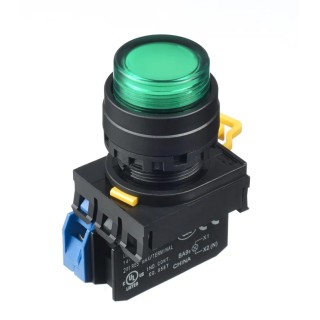 Idec YW Series Illuminated Push Button Switch, Panel Mount, Green, 22 mm Cutout, SPST, IP65 YW1L-A2E10Q4G