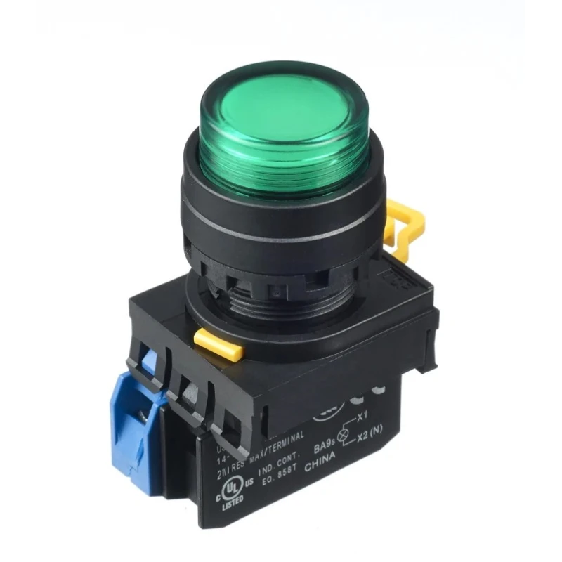 Idec YW Series Illuminated Push Button Switch, Panel Mount, Green, 22 mm Cutout, SPST, IP65 YW1L-A2E10Q4G