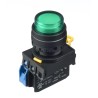 Idec YW Series Illuminated Push Button Switch, Panel Mount, Green, 22 mm Cutout, SPST, IP65 YW1L-A2E10Q4G