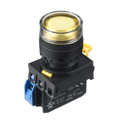 Idec YW Series Illuminated Push Button Switch Panel Mount 22 mm Yellow SPST IP65 YW1L-AF2E10Q4Y