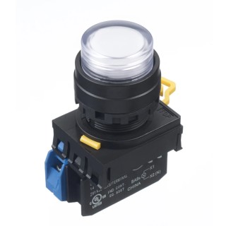Idec Illuminated Push Button Switch, White, Panel Mount, 22 mm Cutout, SPST, IP65, YW1L-A2E10QM3PW