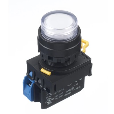 Idec Illuminated Push Button Switch, White, Panel Mount, 22 mm Cutout, SPST, IP65, YW1L-A2E10QM3PW