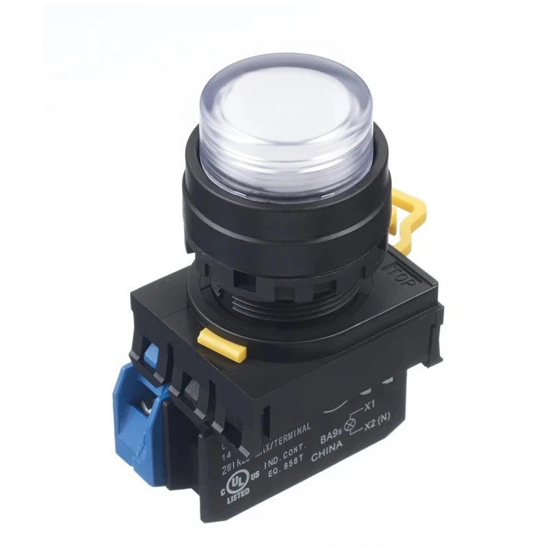Idec Illuminated Push Button Switch, White, Panel Mount, 22 mm Cutout, SPST, IP65, YW1L-A2E10QM3PW