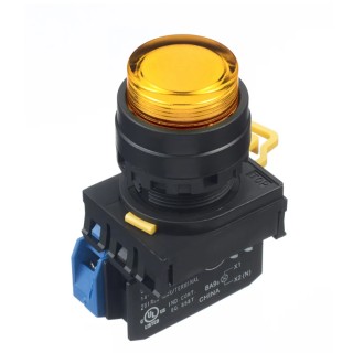 Idec Illuminated Push Button Switch Amber SPST IP65 Panel Mount 22 mm YW1L-M2E10Q4A