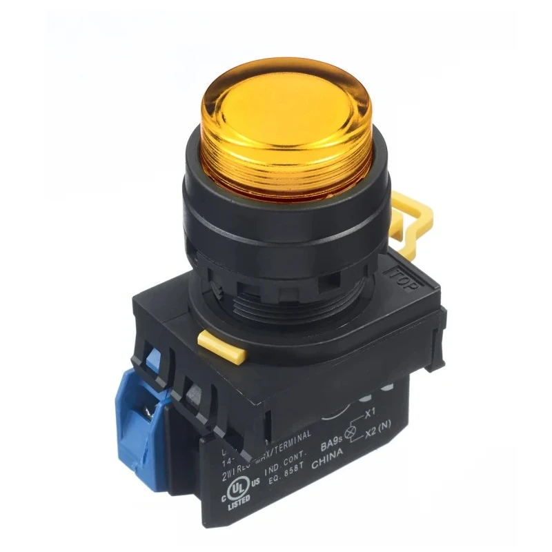 Idec Illuminated Push Button Switch Amber SPST IP65 Panel Mount 22 mm YW1L-M2E10Q4A