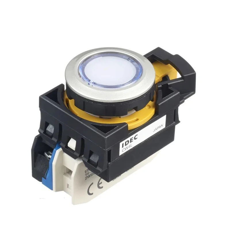 Idec CW4L-M1E10QM4PW Illuminated Push Button Switch, Momentary, 22 mm Panel Cutout, SPST, White LED, IP65