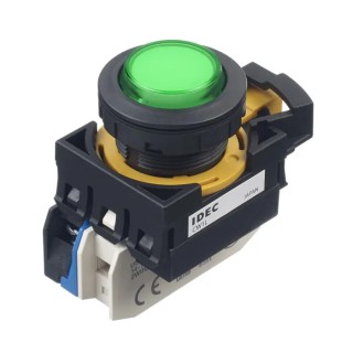 Idec CW Series Illuminated Push Button Switch Green LED Maintained SPST 22 mm Cutout IP65 CW1L-A2E10Q4G