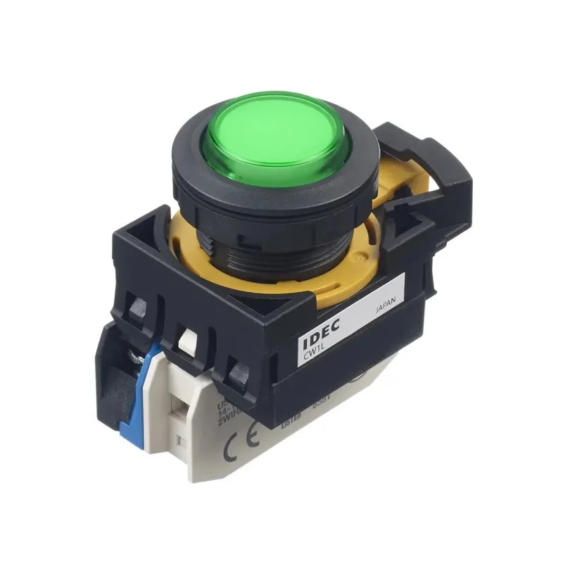 Idec CW Series Illuminated Push Button Switch Green LED Maintained SPST 22 mm Cutout IP65 CW1L-A2E10Q4G