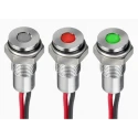 RS PRO Red Flush Panel Mount Indicator 21.6V DC – 26.4V DC Lead Wire Termination IP67 Silver Bezel 171-3792
