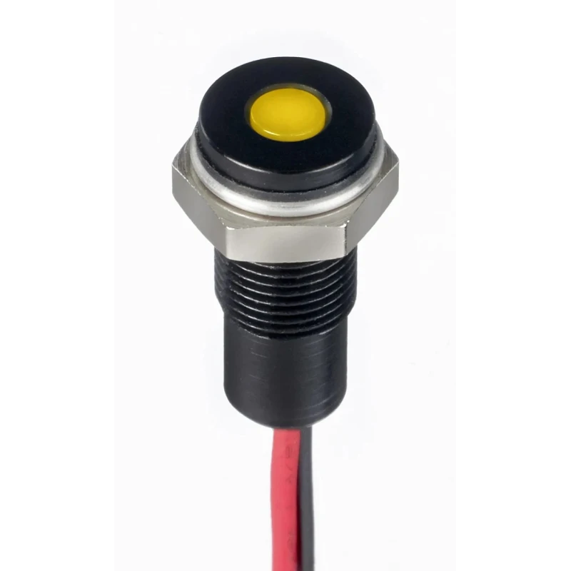 RS PRO Yellow Panel Mount Indicator 1.8V DC, 3.3V DC, 20mA, Flush, Lead Wire, IP67 171-3817