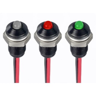 RS PRO Red Panel Mount Indicator, 1.8V DC & 3.3V DC, 20mA, Lead Wire Termination, IP67, Prominent Bezel 171-3799