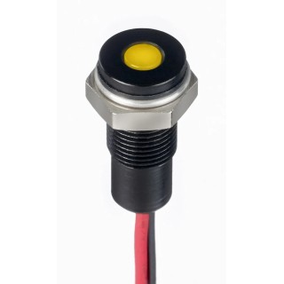 RS PRO Yellow Panel Mount Indicator, 21.6–26.4V DC, 20mA, Lead Wire, IP67, Flush Bezel 171-3831