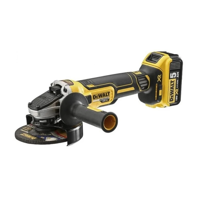 DeWALT 18V XR Brushless Cordless Angle Grinder 125 mm, 5 Ah, Slide Switch, 2 Batteries, 800 W DCG405P2-QW