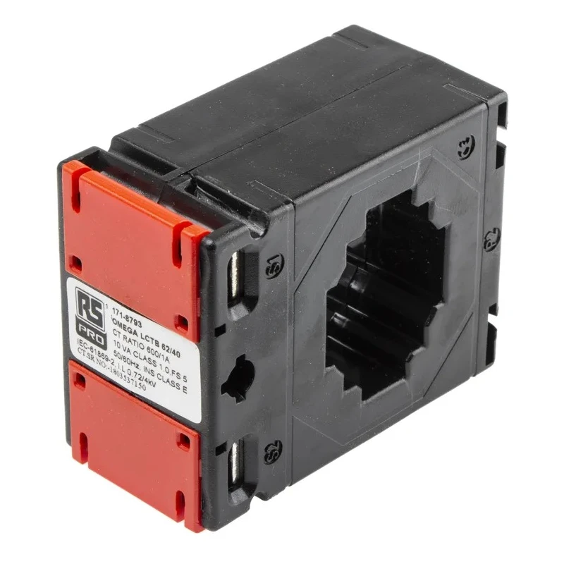 RS PRO Current Transformer 7500A Primary, 1A/5A Secondary, 40mm Bore, Square Polycarbonate Case, Model 171-8793