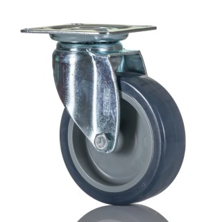 Tente Swivel Castor, Polyurethane Wheel, 75 mm Diameter, 60 kg Capacity, Plain Bearing, 1470PAO075P40