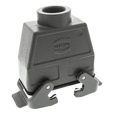 HARTING Han B Heavy Duty Power Connector Hood, 2 Lever, IP65, Die Cast Aluminium, 16B, Top Cable Entry, 09300160730