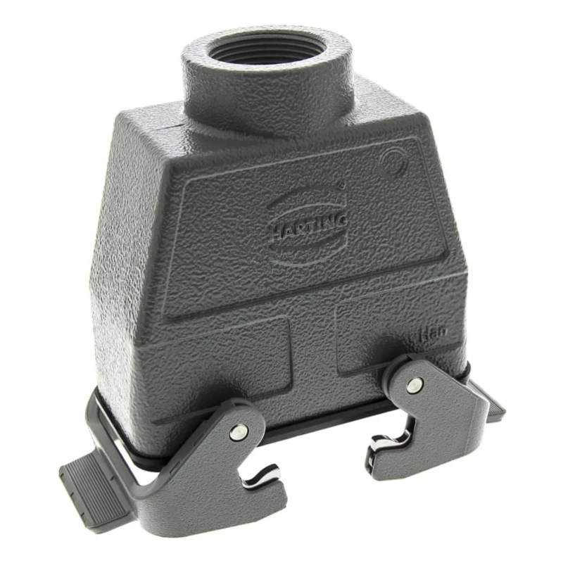 HARTING Han B Heavy Duty Power Connector Hood, 2 Lever, IP65, Die Cast Aluminium, 16B, Top Cable Entry, 09300160730