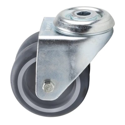 Tente Swivel Castor 80 kg Capacity Thermoplastic Rubber Wheel 75 mm Pressed Steel Frame Bright Zinc Plated 1970PJO075P30-13