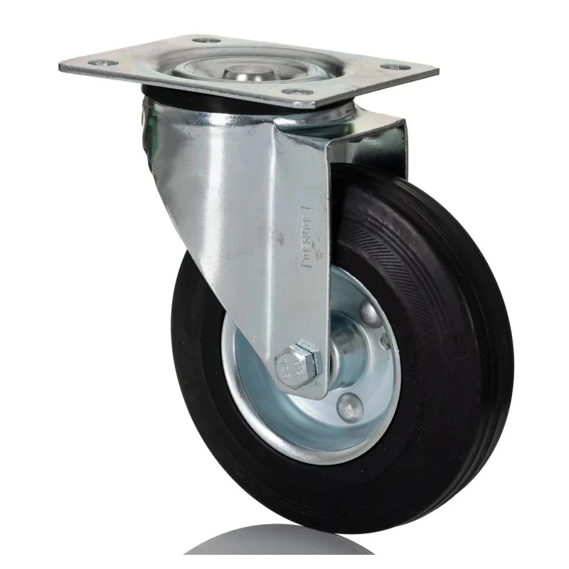 Tente Swivel Castor 100 kg Capacity 125 mm Solid Rubber Wheel Pressed Steel Frame Roller Bearing 3370DVR125P62
