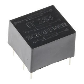 Schaffner Through-Hole Pulse Transformer IT253 1:1:1 Ratio, 1.1 mH, 0.55Ω, 1A, 6 Pins