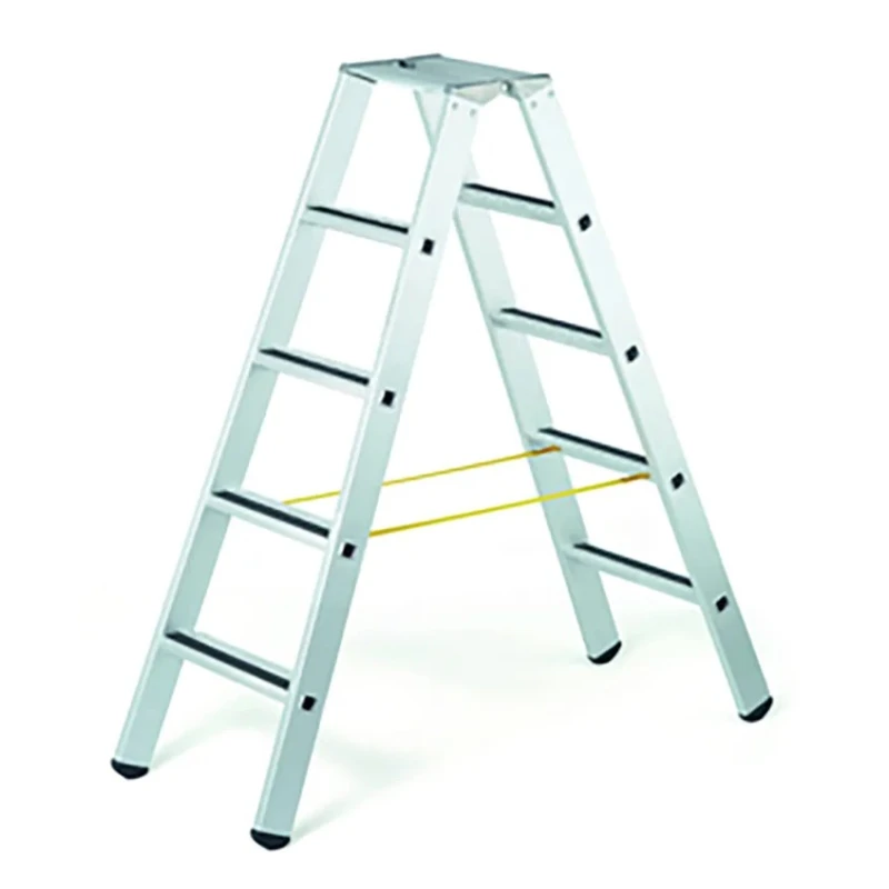 Zarges Aluminium Step Ladder 5 Rungs, 1.32m Open Length, 8.4kg, 150kg Capacity, Double-Sided Access 41553