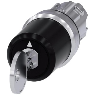 Siemens SIRIUS ACT 3-position Key Switch Head, Latching, 22mm Cutout, 3 Positions, SSG10 Key Type, 3SU1050-5BL01-0AA0