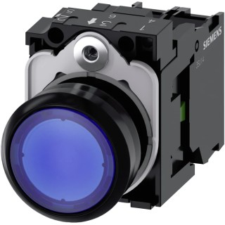 Siemens SIRIUS ACT 3SU11 Series Illuminated Push Button Switch Blue, Panel Mount, 22 mm Cutout, SPST 3SU1102-0AB50-1BA0