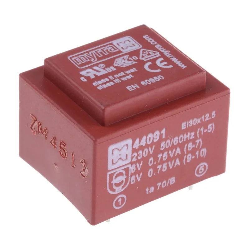 Myrra PCB Transformer 6 V AC 2 Output Through Hole, 1.5 VA, Model 44091