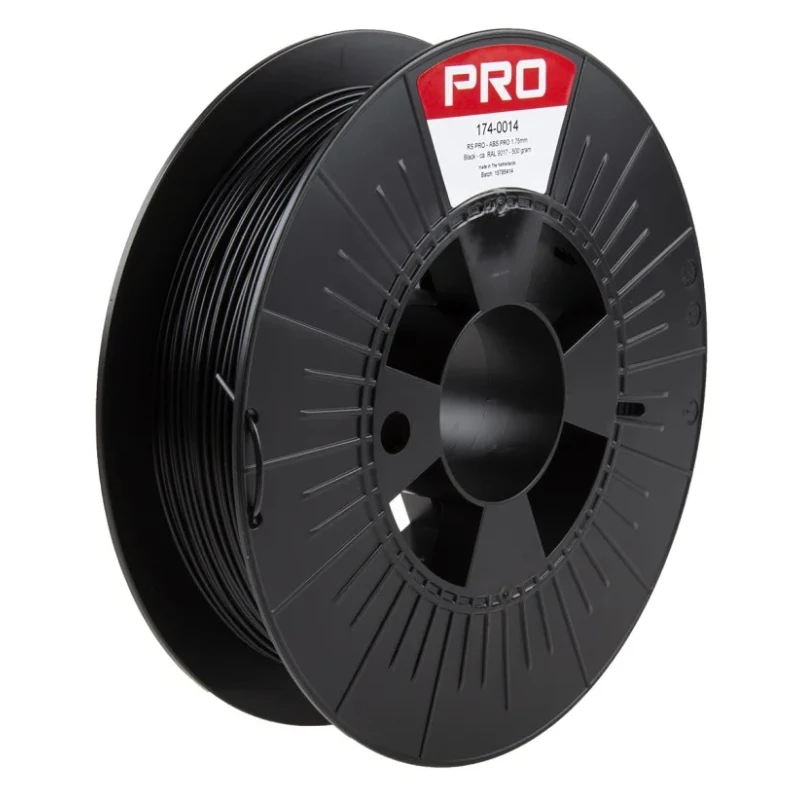 RS PRO 1.75 mm Black ABS-X 3D Printer Filament, 500 g, FDM, Model 174-0014