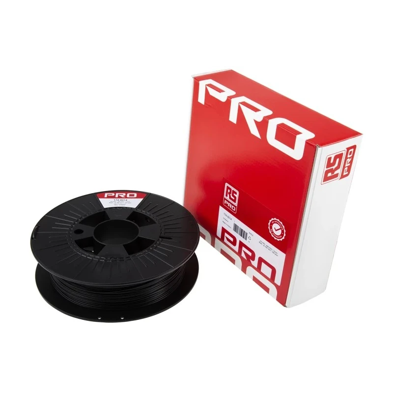 RS PRO 1.75 mm Black ABS-X 3D Printer Filament, 500 g, FDM, Model 174-0014