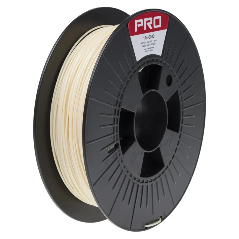 RS PRO 1.75 mm White ASA 3D Printer Filament, 500 g, FDM, UV Resistant, 174-0040