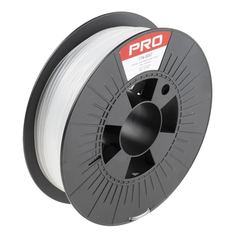 RS PRO 2.85 mm Transparent Polypropylene 3D Printer Filament, 500 g, FDM, 174-0057