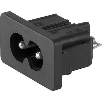 Schurter C8 Straight Snap-in IEC Connector, 250V, 2.5A, Male, Quick Connect, 4300.0105