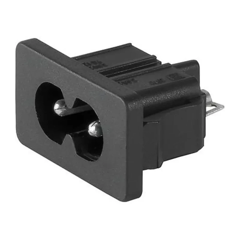 Schurter C8 Straight Snap-in IEC Connector, 250V, 2.5A, Male, Quick Connect, 4300.0105