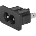 Schurter C8 Straight Snap-in IEC Connector, 250V, 2.5A, Male, Quick Connect, 4300.0105