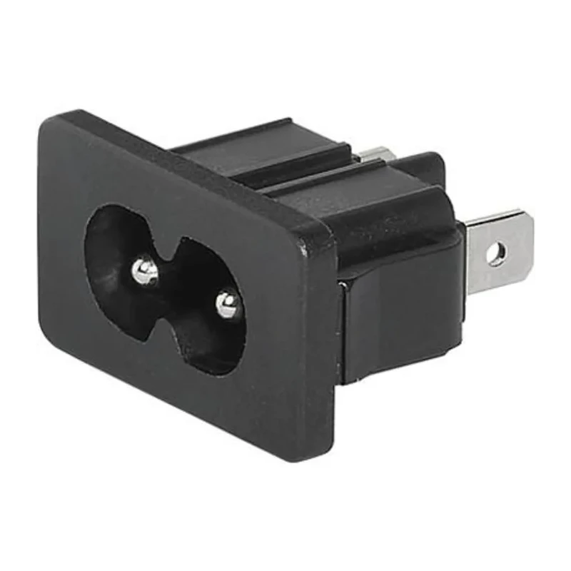 Schurter C8 Straight Snap-in IEC Connector, 250V, 2.5A, Male, Quick Connect, 4300.0105
