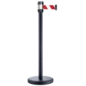 RS PRO Black Strap Post with Red and White Retractable Tape, Polypropylene/Steel, 2.1 m, 174-5973