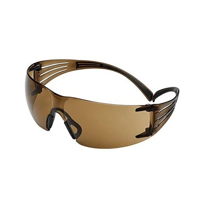 3M SecureFit 400 Safety Glasses Brown Lens Anti-Mist Coating Impact Resistant Liquid Splash Plastic Frame SF405SGAF-BLA