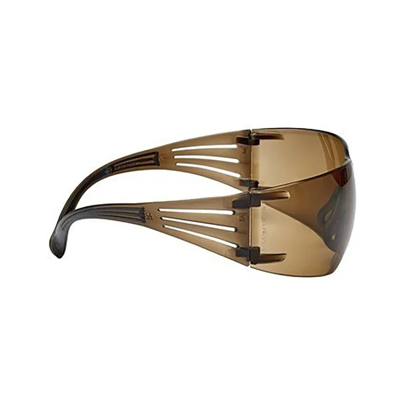 3M SecureFit 400 Safety Glasses Brown Lens Anti-Mist Coating Impact Resistant Liquid Splash Plastic Frame SF405SGAF-BLA