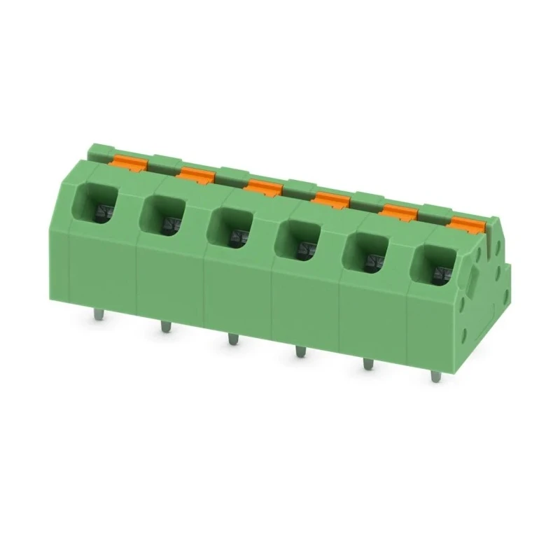 Phoenix Contact SPTAF 1/ 6-5.0-IL Series Angled Wave Soldering Mount PCB Terminal Block, 6 Contacts, 5 mm Pitch 1862314