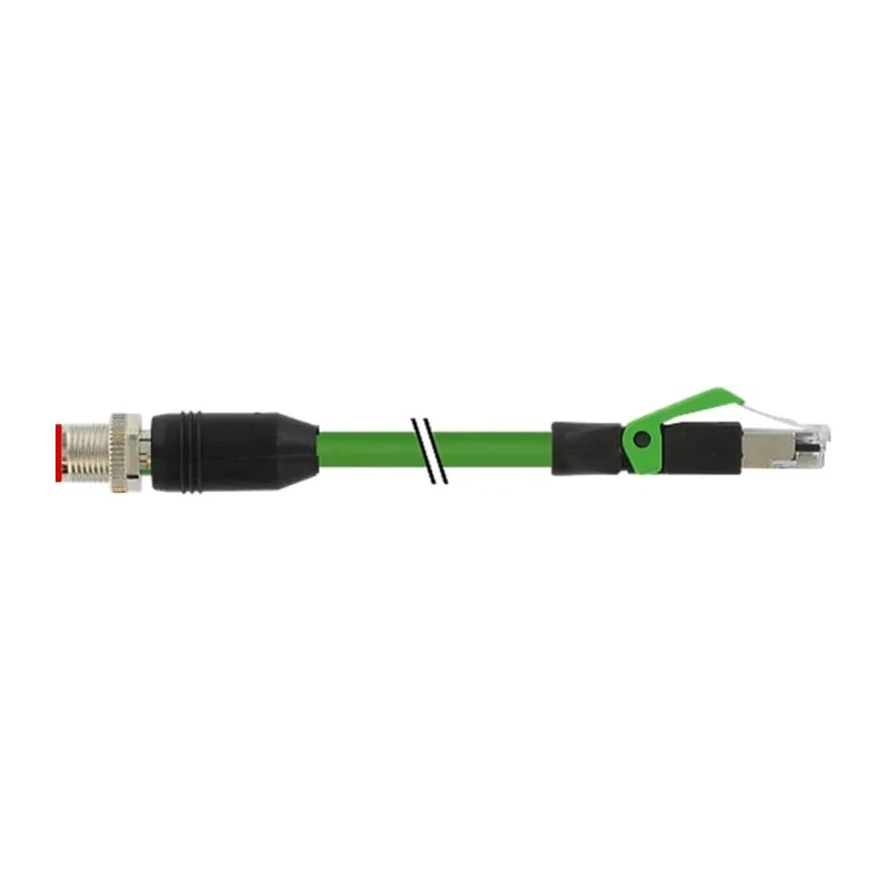 RS PRO Ethernet Cable 2 m Shielded Polyurethane M12 Male to RJ45 Green 60V 