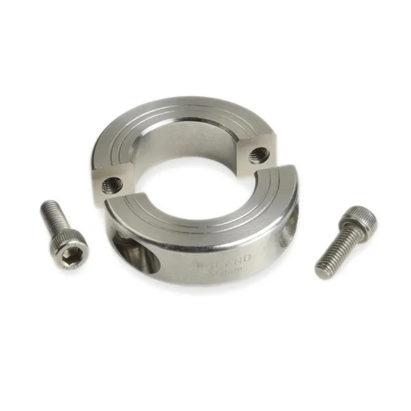 Ruland Two Piece Shaft Collar Stainless Steel, Clamp Screw, Double Wide, Bore 8mm, OD 18mm, Width 9mm MSP-8-SS