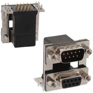 Norcomp Right Angle PCB D-Sub Connector, 9 Contacts, 2.77 mm Pitch, Steel Housing, Gold-Plated Brass 178-009-613R491